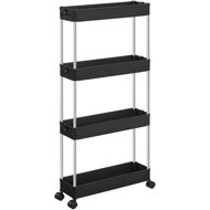 TEXTILOMANIE Mobix Narrow shelf on wheels with 4 baskets, black - Shelving Unit