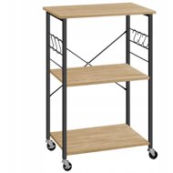 TEXTILOMANIE Tronus Multifunctional kitchen shelf on castors, black/oak sonoma - Shelving Unit