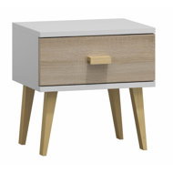 TEXTILOMANIE Savona white/Sonoma oak - Night Stand