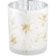 TEXTILOMANIA White glass candle holder Aolani Flower, 10 cm - Candlestick