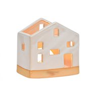TEXTILOMANIA Ceramic candle holder Open House 11 cm white - Candlestick