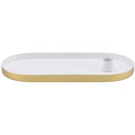 TEXTILOMANIA Oval metal candle holder Marakesh 30 cm, white - Candlestick