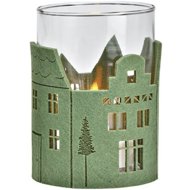 TEXTILOMANIA Glass candle holder Green Houses 13 cm green - various variants - Candlestick