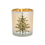 TEXTILOMANIA Glass candle holder Christmas Tree 10 cm white - Candlestick