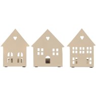 TEXTILOMANIA Tea light candle holder Tealight House Facade, cream - Candlestick