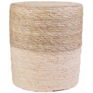TEXTILOMANIE Knitted stool MALAMI, white - beige - Ottoman