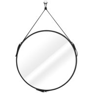 TEXTILOMANIE Esha round, with leather handle, black, 50 cm - Mirror