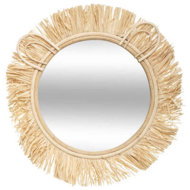 TEXTILOMANIE Lion round, with raffia frame, 38 cm - Mirror