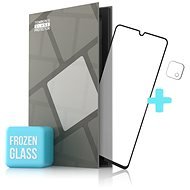 Tempered Glass Protector mattierter Rahmen für Samsung Galaxy A22 5G, schwarz + Kameraglas - Schutzglas