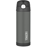 THERMOS Kinder-Thermoskanne mit Strohhalm FUNtainer 0,47 l, schwarz - Thermosflasche für Kinder