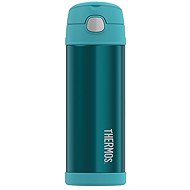 THERMOS Kinder-Thermosflasche mit Strohhalm FUNtainer 0,47 l, türkis - Thermosflasche für Kinder