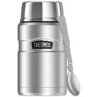 THERMOS Stainless King 0.71L Food Flask with Folding Spoon and Cup, Stainless Steel - Insulated Food Jar