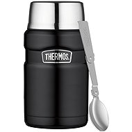 THERMOS Stainless King 0.71L Food Flask with Folding Spoon and Cup, Matte Black - Insulated Food Jar