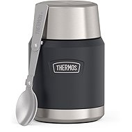THERMOS ICON Food Flask 0.47L with Folding Spoon and Cup, Granite - Insulated Food Jar