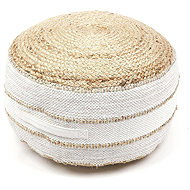 Today Round stool INDIES, jute and cotton, diameter 50 cm, white - Ottoman