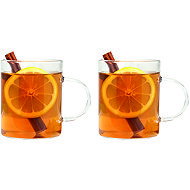 Tognana LYRA Borosilicate Glass Mugs, 420ml, Transparent - Set of 2 - Mug