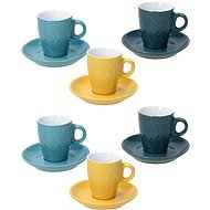 Tognana Set of 6 Coffee Cups 90ml with Saucers RELIEF MAYA - Set of Cups