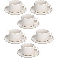 Tognana EDGE BIANCO White Tea Cups and Saucers Set of 6, 220ml - Set of Cups