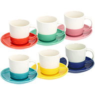Tognana RAINBOW Set of 6 Coffee Cups and Saucers, Multicoloured, 110ml - Set of Cups