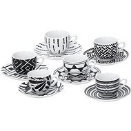 Tognana METROPOLIS MANDALA BLACK Coffee Cup Set with Saucers, 90ml - Set of Cups