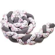 T-TOMI Anthracite + Roses 220 cm knitted mat - Crib Bumper