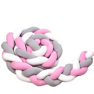 T-TOMI Knitted mat 220 cm White + Grey + Pink - Crib Bumper
