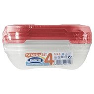 Tontarelli Élelmiszertartó doboz 4x0,5 L Nuvola piros - Ételtároló doboz szett