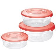 Tontarelli Élelmiszertartó doboz 3db kerek átlátszó piros - Ételtároló doboz szett