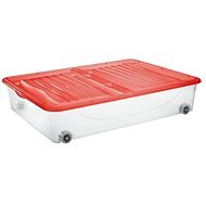 Tontarelli DODO STOCK-BOX mit Deckel, Räder 56,4L transparent / rot - Aufbewahrungsbox