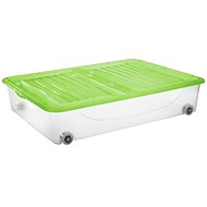 Tontarelli DODO STOCK-BOX with Lid and Wheels 56,4l, Transparent/Green - Storage Box