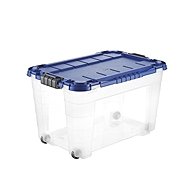 Tontarelli Storage box 4UP with lid and wheels 60 l transparent/blue - Storage Box