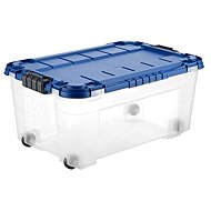 Tontarelli Storage box 4UP with lid and wheels 40 l transparent/blue - Storage Box