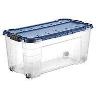 Tontarelli Storage box 4UP with lid and wheels 80 l transparent/blue - Storage Box
