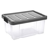 Tontarelli Box PUZZLE CLIP 14L with Lid Transparent/Graphite; 40.5x29xH19cm - Storage Box
