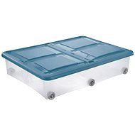 Tontarelli STOCKBOX 61 l 80 × 60 × 18,5 cm mit Deckel, Rollen, blau/transparent - Aufbewahrungsbox