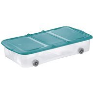 Tontarelli STOCK Box 74 × 39,5 × 15 cm 27,5 l s víkem a kolečky transparent/modrá - Úložný box