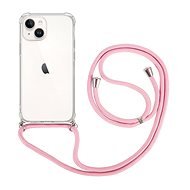 TopQ Kryt iPhone 15 s ružovou šnúrkou priehľadný 105216 - Kryt na mobil