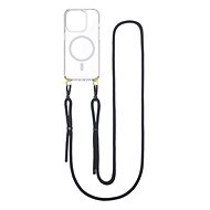 TopQ Cover Strap Mag iPhone 15 Pro with black cord transparent 110940 - Phone Cover