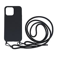 TopQ Cover Simple iPhone 15 Pro Max black with lanyard 111327 - Phone Cover