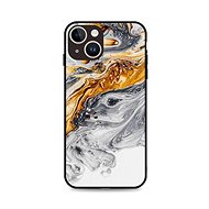 TopQ Cover LUXURY iPhone 14 solid Marble grey-gold 111284 - Phone Cover