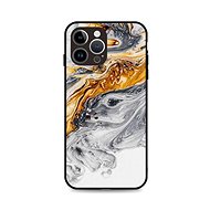 TopQ Cover LUXURY iPhone 14 Pro solid Marble grey-gold 111289 - Phone Cover
