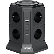 TOPREK USB Vertical Power Strip TP-VA4U8E-PD - Extension Cable