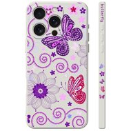 TopQ Cover Design iPhone 16 Pro Purple Butterflies 130748 - Phone Cover