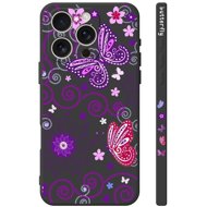 TopQ Cover Design iPhone 16 Pro Purple Butterflies Black 130747 - Phone Cover