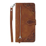 TopQ Xiaomi Redmi Note 14 book case with zipper brown 136582 - Phone Case