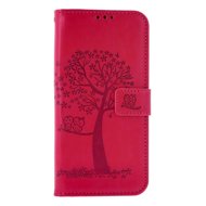 TopQ Case Samsung A15 booklet Dark pink tree owls 130616 - Phone Case