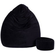 TopKing Seat bag XXXXL + footrest XL velour, black - Bean Bag