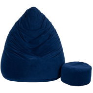 TopKing Seat bag XXXXL + footrest XL velour, dark blue - Bean Bag