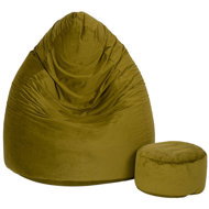 TopKing Seat bag XXXXL + footrest XL velour, khaki - Bean Bag
