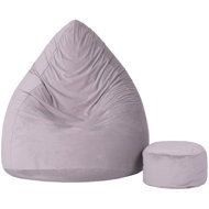TopKing Seat bag XXXXL + footrest XL velour, grey - Bean Bag